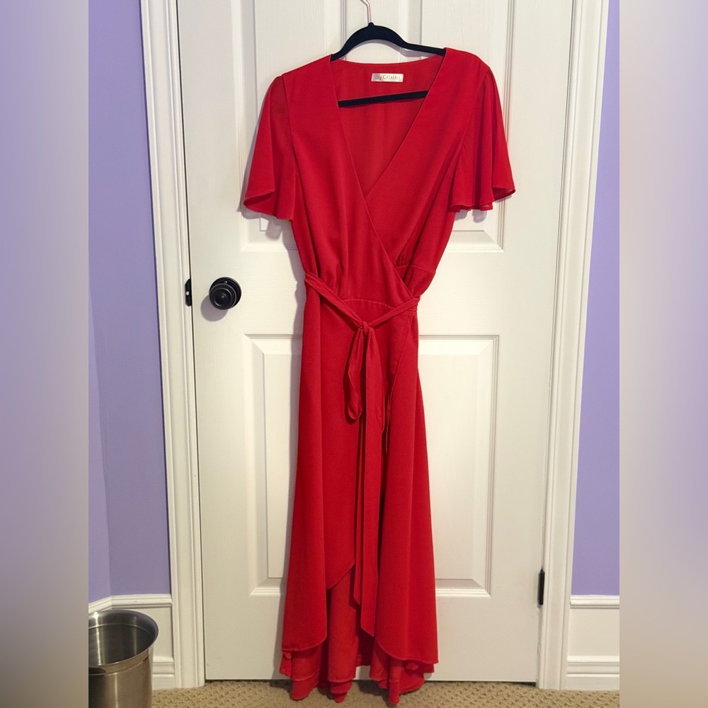Elegant Red Wrap Dress